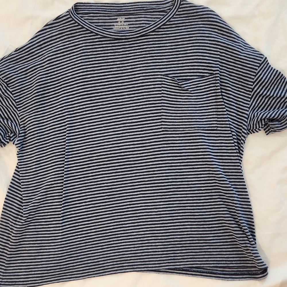 Aerie Relaxed Blue and White Striped Tee